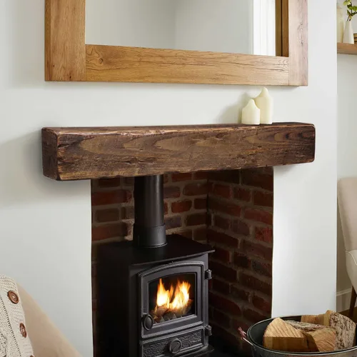 Vista 4 de Rustic Floating Fireplace Mantel (Pick your size and color)
