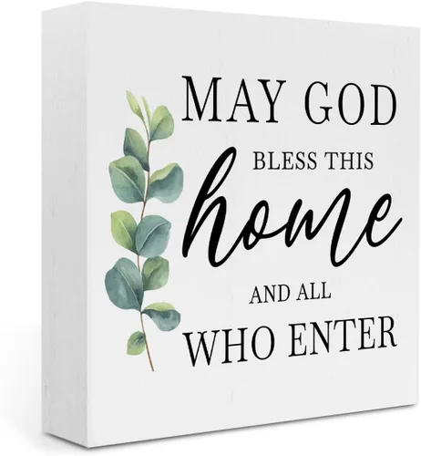 Vista 13 de Be Still And Know That I Am God, letrero decorativo de caja de madera con versículos bíblicos, placa rústica religiosa de bloque de madera, letrero