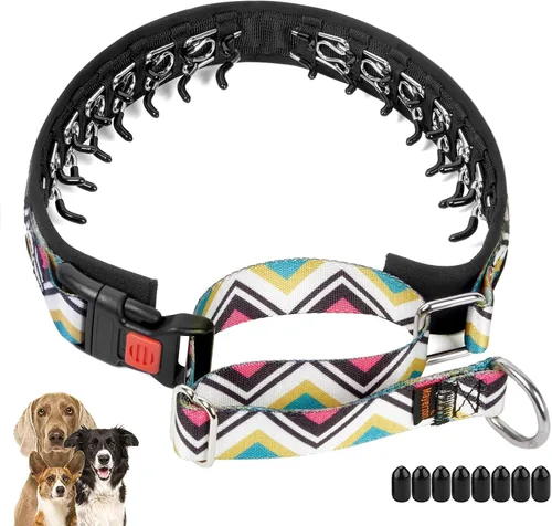Vista 9 de Mayerzon Martingala - Collar de púa para perro sin tirones, collar personalizado con patrones geométricos para perros grandes, medianos y pequeños