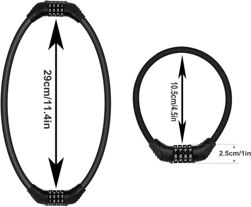 Vista 6 de CUIWEI Cable de bloqueo de bicicleta, resistente antirrobo, cadena de bloqueo de bicicleta, cable de bloqueo de código portátil, candados