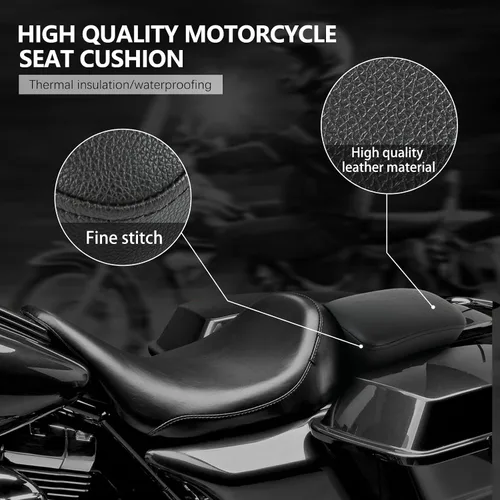 Vista 4 de DREAMIZER Cojín de Cuero para Asiento Trasero de Motocicleta con 8 Ventosas Rectangular Compatible con Motos Harley Custom (Negro)