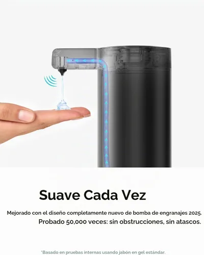 Vista 3 de SUNLY Dispensador de jabón automático sin contacto – Bomba sin obstrucciones, sensor rápido de 0.2 s, recargable USB-C, acero inoxidable resistente