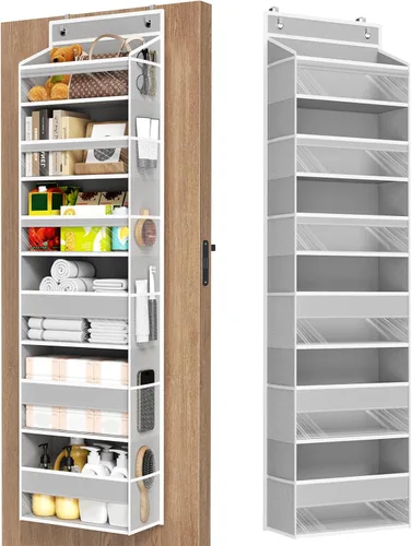 Vista 13 de Mefirt Organizador para colgar sobre la puerta, 6 estantes para colgar en la puerta con 6 bolsillos de gran capacidad, estantes colgantes