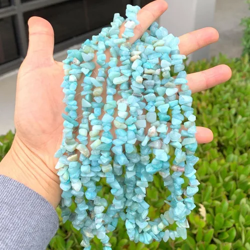 Vista 4 de Adabele Cuentas sueltas de gema de Amazonita azul natural de 31 pulgadas, astillado, con agujero perforado, forma libre, de 5 mm a 8 mm, separador