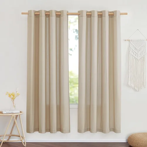 Vista 49 de NICETOWN - Cortinas de lino angora para ventana de cocina sobre el fregadero, con ojales, lino grueso angora, tratamientos cortos para ventanas