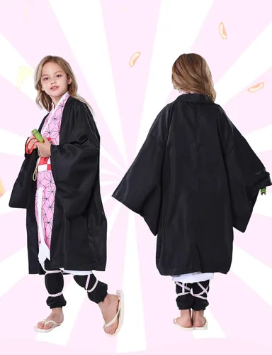 Vista 6 de Hotiego Tanjir Kamado Cosplay Costume Demon Cosplay Outfits Cape Anime Costume Halloween Costumes for Boys Girls