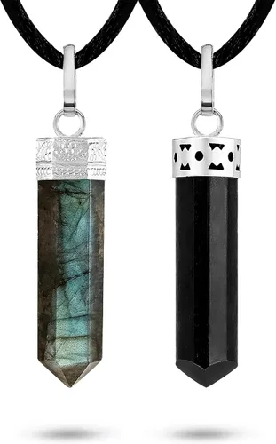 Vista 15 de Collar de Amazonita – Colgante de cristal curativo natural para calma, equilibrio y energía positiva Joyas de piedra cruda para hombres y mujeres