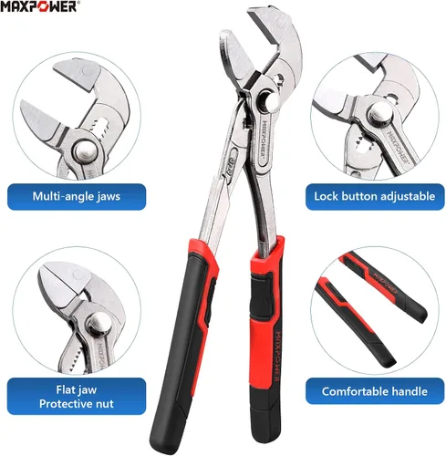 Vista 4 de MAXPOWER Llave de alicates de 10 pulgadas, botón de ajuste rápido, apertura máxima de mandíbula de 1.260 in