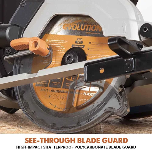 Vista 5 de Evolution R165CCSL-Li Sierra circular inalámbrica de 6-1/2 pulgadas Tecnología de corte multimaterial Bisel de 0-50° y profundidad ajustable