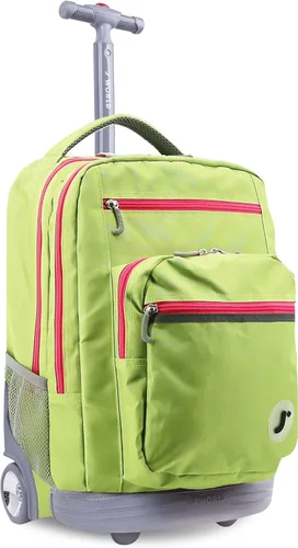 Vista 19 de J World Sundance Mochila Rodante para Laptop para Niñas y Niños. Mochila Escolar con Ruedas, Rombos negro, 20 pulgadas