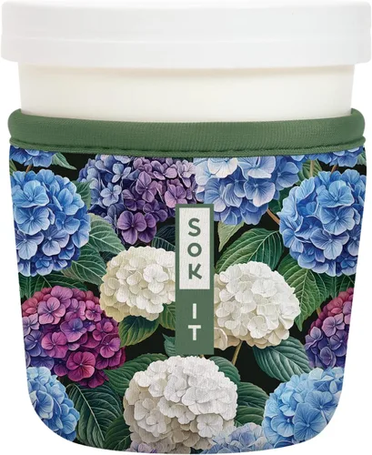 Vista 142 de Sok It IceCreamSok - Funda de neopreno aislada (flores abstractas, pintas de helado cónicas)