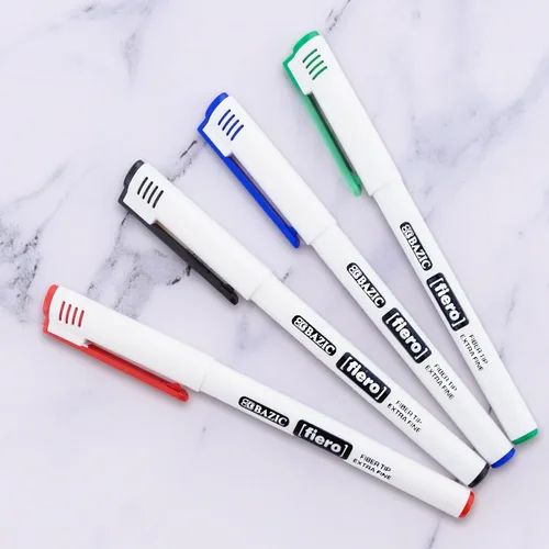 Vista 2 de BAZIC PRODUCTS Fiero - Bolígrafos fineliner surtidos, extrafinos, 4 unidades, 24 cajas Bolígrafos Fiero con punta de fibra surtida, cuello