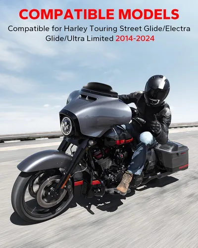 Vista 7 de Amazicha Parabrisas ondulado negro de 4.5 pulgadas compatible con Harley Davidson Touring Electra Glide Street Glide 2014 2015 2016 2017 2018 2019