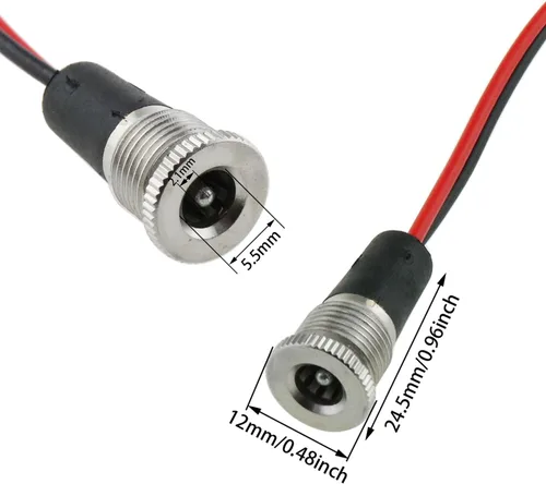 Vista 2 de Heyous 5 unids 0.217x0.083 in 10A DC-099 Cable de alimentación Enchufe Roscado Hembra Adaptador de Conector de Montaje Barril Jack Panel Adaptador