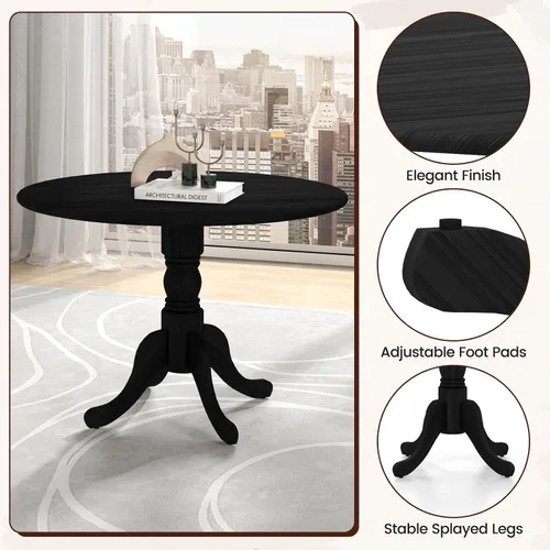 Vista 4 de Mesa de comedor redonda para 4, mesa de cocina rústica con mesa de 40 pulgadas, patas curvadas de caballete, mesa de tulipán de madera de goma, mesa