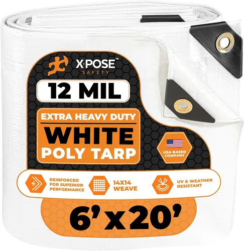 Vista 10 de Xpose Safety Lona protectora de polietileno plateado resistente de 5 x 7 pies - Funda protectora multiusos - Duradera, resistente al agua
