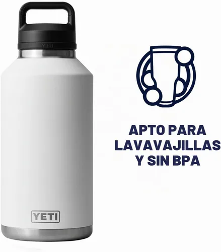 Vista 6 de Yeti Rambler - Termo de 64 onzas, aislado al vacío, de acero inoxidable, con tapa para sorber, color blanco.