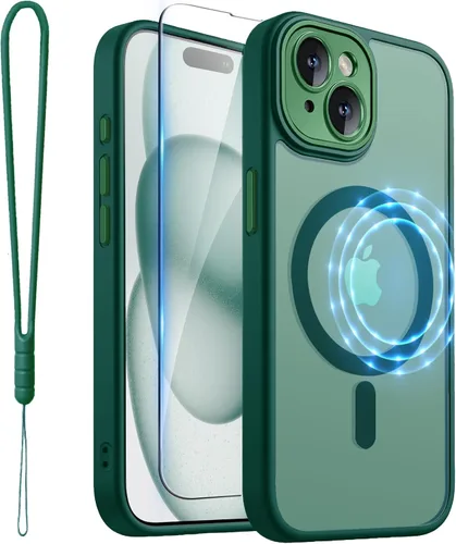 Vista 15 de ROYBENS Funda transparente mate para iPhone 12 Pro-Max compatible con Magsafe, protección completa de lente de cámara, protector de pantalla, correa