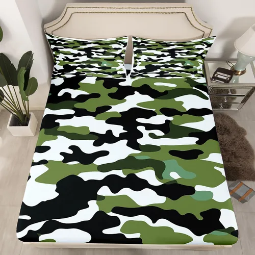Vista 25 de Erosebridal Juego de ropa de cama de camuflaje para niños, sábanas de camuflaje militar, tamaño individual para adolescentes, jóvenes, adultos