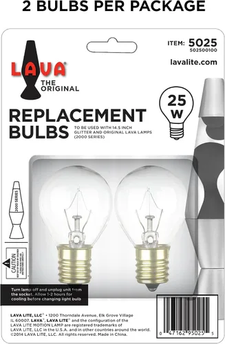 Vista 4 de Foco de recambio para lámparas de lava, 2 unidades, 5025-6, 25watts, 120 volts