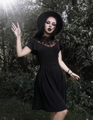 Vista 8 de Scarlet Darkness Vestido de fiesta vintage con escote de encaje negro para mujer
