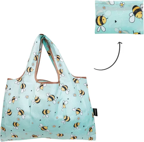 Vista 3 de allydrew Bolsas grandes plegables de nailon reutilizables para comestibles, paquete de 6