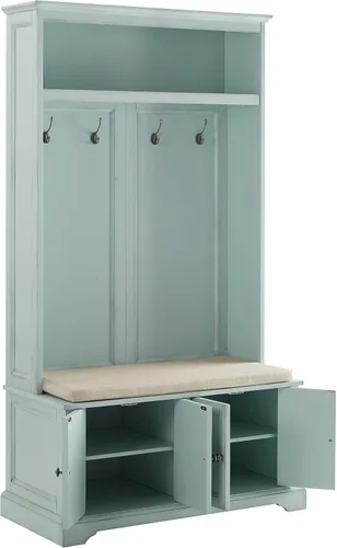 Vista 3 de Crosley Furniture Holbrook Hall - Banco para zapatos Espuma de mar envejecida azul