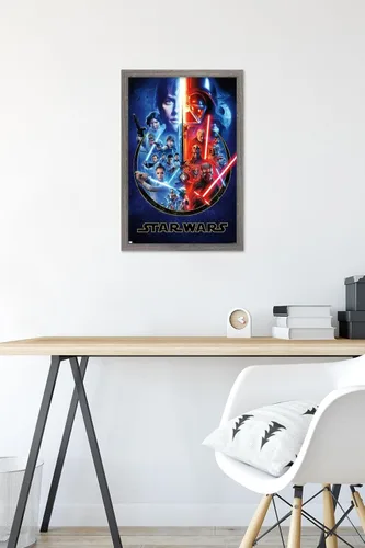Vista 6 de Trends International Star Wars - Póster de pared Skywalker Saga, 14.725 x 22.375 pulgadas, versión enmarcada de madera de granero