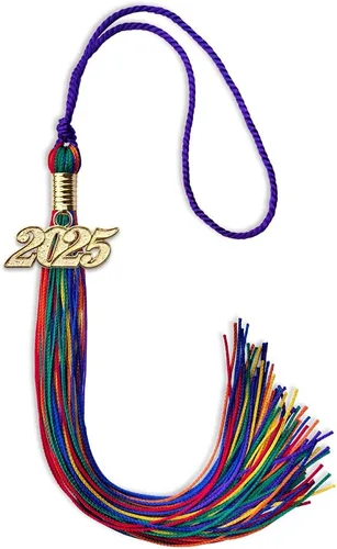 Vista 118 de Endea - Borla de graduación de triple color con gota de fecha dorada (negro/dorado/granate, 2020)