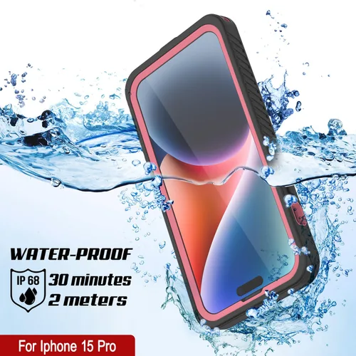 Vista 3 de PunkCase Funda impermeable para iPhone 15 Pro [Extreme Series] [Slim Fit] [Certificado IP68] [a prueba de golpes] [a prueba de nieve] con protector