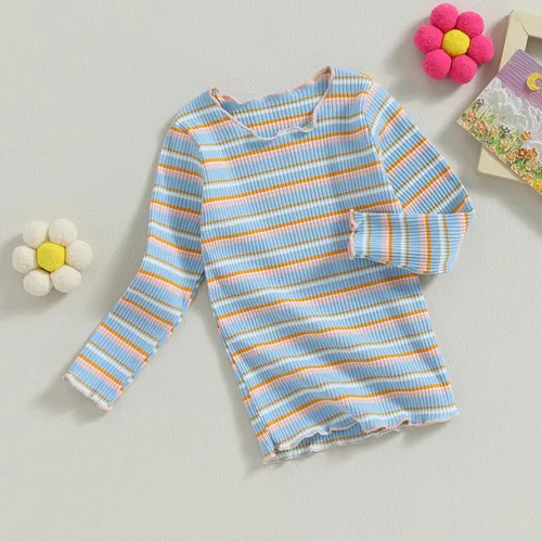 Vista 2 de Camiseta de manga larga cálida para bebés y niñas pequeñas, ropa básica para otoño e invierno