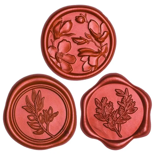 Vista 20 de UNIQOOO Adhesivos de Sello de Cera - (3 Diseños en 1 Paquete) Adhesivos de Sello para Sobre de Invitación de Boda, 60 Piezas Adhesivos
