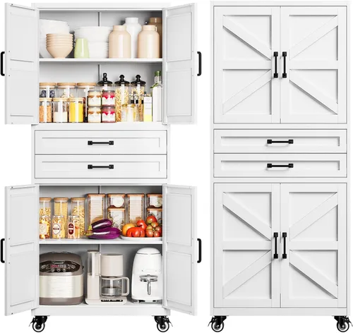 Vista 31 de Yizosh Small Metal Garage Storage Cabinet,Kitchen Pantry Storage Cabinet Negro