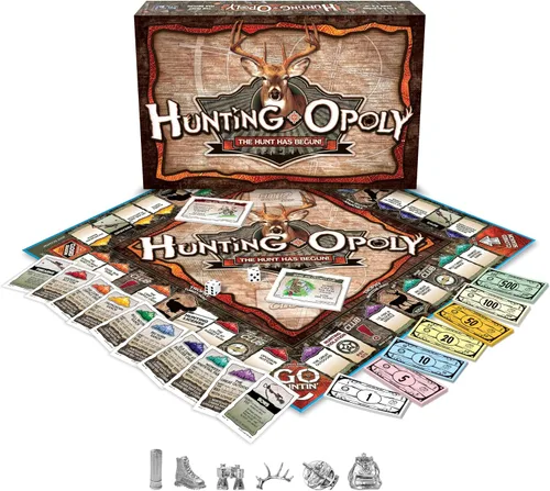 Vista 2 de Late for The Sky Juego de mesa Hunting-Opoly - Juego de comercio de propiedades familiares de estrategia de caza para 2 a 6 jugadores, mayores de 8