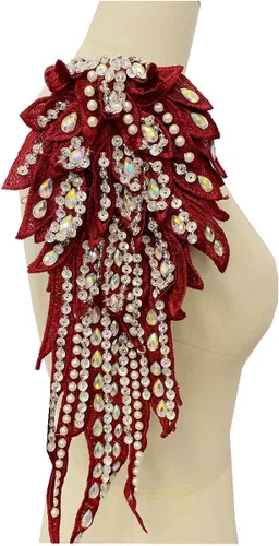 Vista 11 de Hecho a mano de 18 colores para coser diamantes de imitación de perlas de encaje apliques de perlas para coser a mano, parches para accesorios