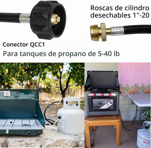 Vista 3 de Adaptador de tanque de propano, reemplazo de manguera para el tanque de gas LP QCC1/tipo1 con certificación CSA, conecta los aparatos de propano a