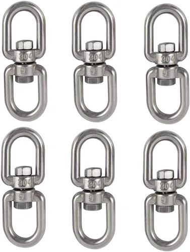 Vista 7 de Lependor Gancho giratorio de acero inoxidable 304 de doble extremo, grillete giratorio ojo a ojo, accesorios de conector de anillo de doble extremo
