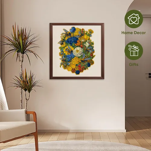 Vista 53 de Mys Aurora Rompecabezas de madera de cactus para adultos, 200 piezas Flor de cactus