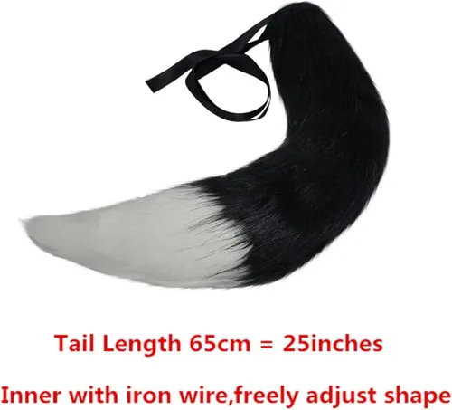 Vista 4 de Anime Wolf Fox/Cat - Cola de felpa de 25 pulgadas + 2 orejas de clip para Halloween Cosplay