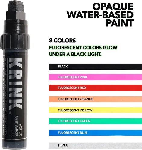 Vista 3 de Krink K-55 - Rotulador de pintura negra – Rotuladores de pintura acrílica de arte fino vibrante y opaco para superficies lisas – Marcadores