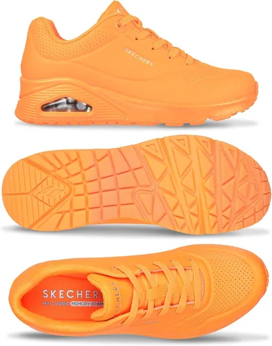 Vista 9 de Skechers Uno - Night Shades Zapatos deportivos para mujer, tenis con espuma viscoelástica refrescante, entresuela Skech-Air y empeine de Durabuck