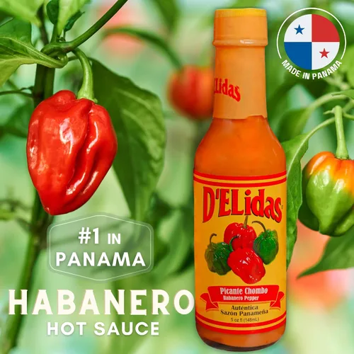 Vista 2 de D'ELidas Salsa picante habanero, salsa picante de pimienta habanero natural, salsa chombo picante #1 en Panamá, sin OMG, salsa habanero apta