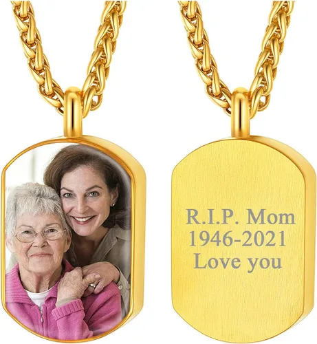 Vista 147 de FindChic Collares personalizados con urna para cenizas, barra vertical, gato, luna, reloj de arena, garra de perro, acero inoxidable, chapado en oro