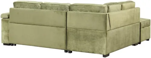 Vista 9 de DHAEY Sofá cama modular de 87.4 pulgadas con diván, moderno sofá cama convertible de lino, sofá en forma de L con otomana de almacenamiento