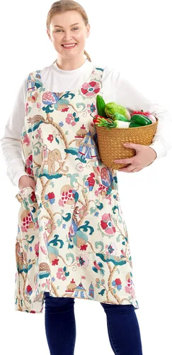 Vista 7 de Delantales grandes de talla grande para mujer con bolsillos de algodón y lino para hornear cocina