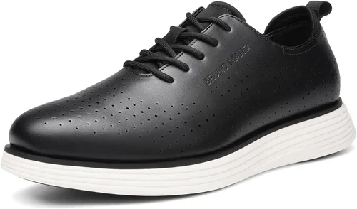 Vista 12 de Bruno Marc - Tenis de vestir MaxFlex de moda para hombre, zapatos casuales clásicos Oxfords Negro