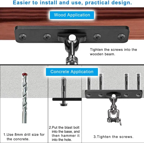 Vista 7 de SELEWARE Percha para saco de boxeo, soporte de suspensión de bolsa pesada para boxeo Muay Thai Hardware de entrenamiento de boxeo
