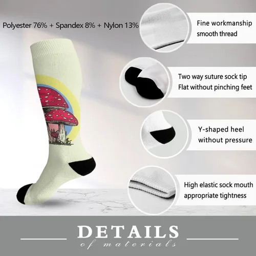 Vista 6 de devor Womens Crew Socks Thigh High Sock for Girl Mid Calf Sock Cute MUSHROOM RETRO Socks