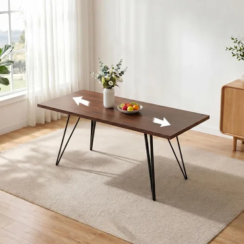 Vista 22 de HIPIHOM Mesa de comedor extensible para 4-6, de 55 a 71 pulgadas para espacios pequeños Mesa de roble