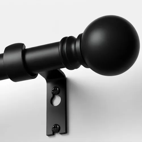 Vista 19 de Ceramic Black Curtain Rods for Windows 16 to 60 Inches Drapery Rods Adjustable Length Extendable Heavy Duty 1" Diameter iron Window Modern